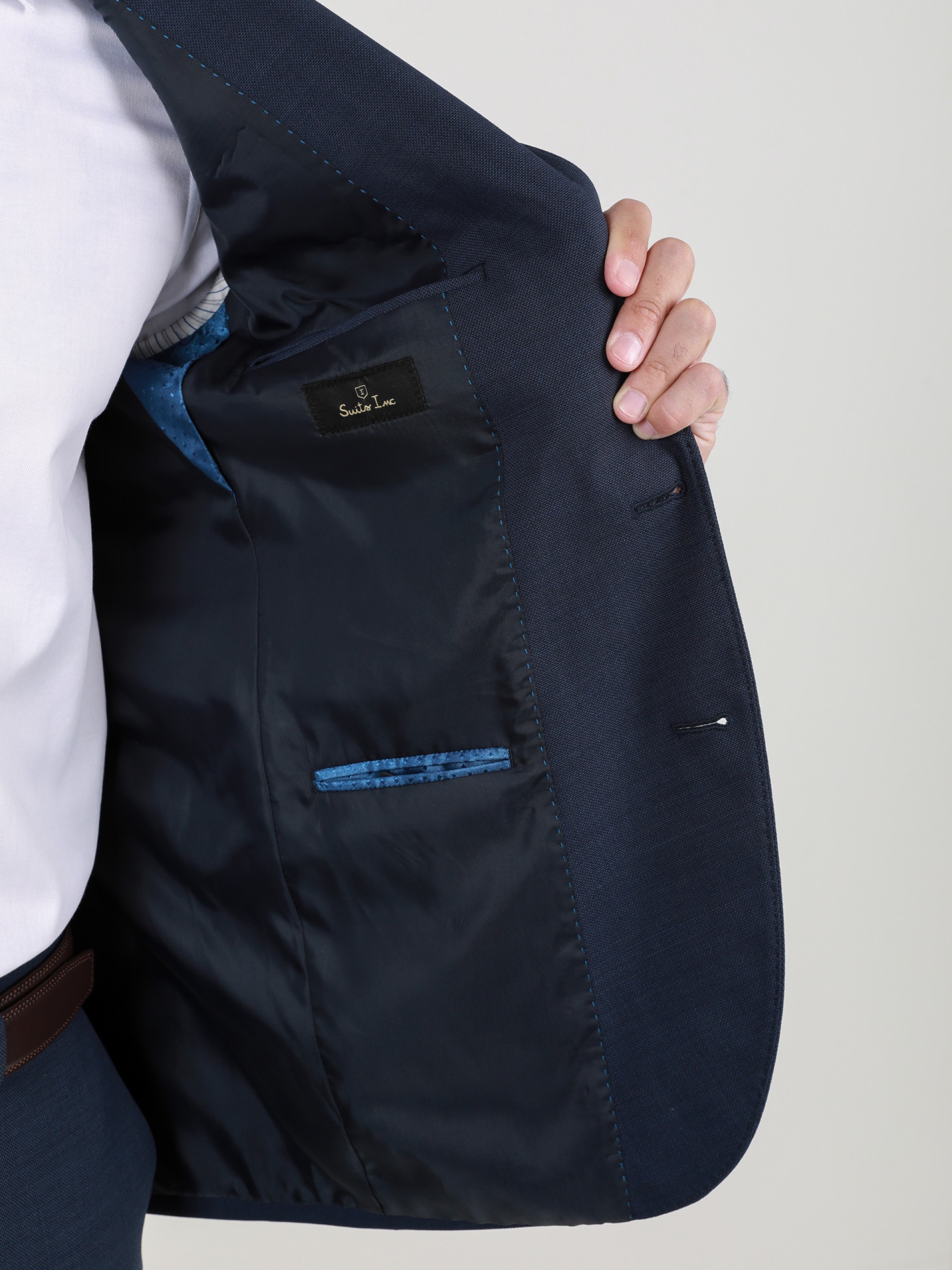 Fato liso regular fit lã elástica