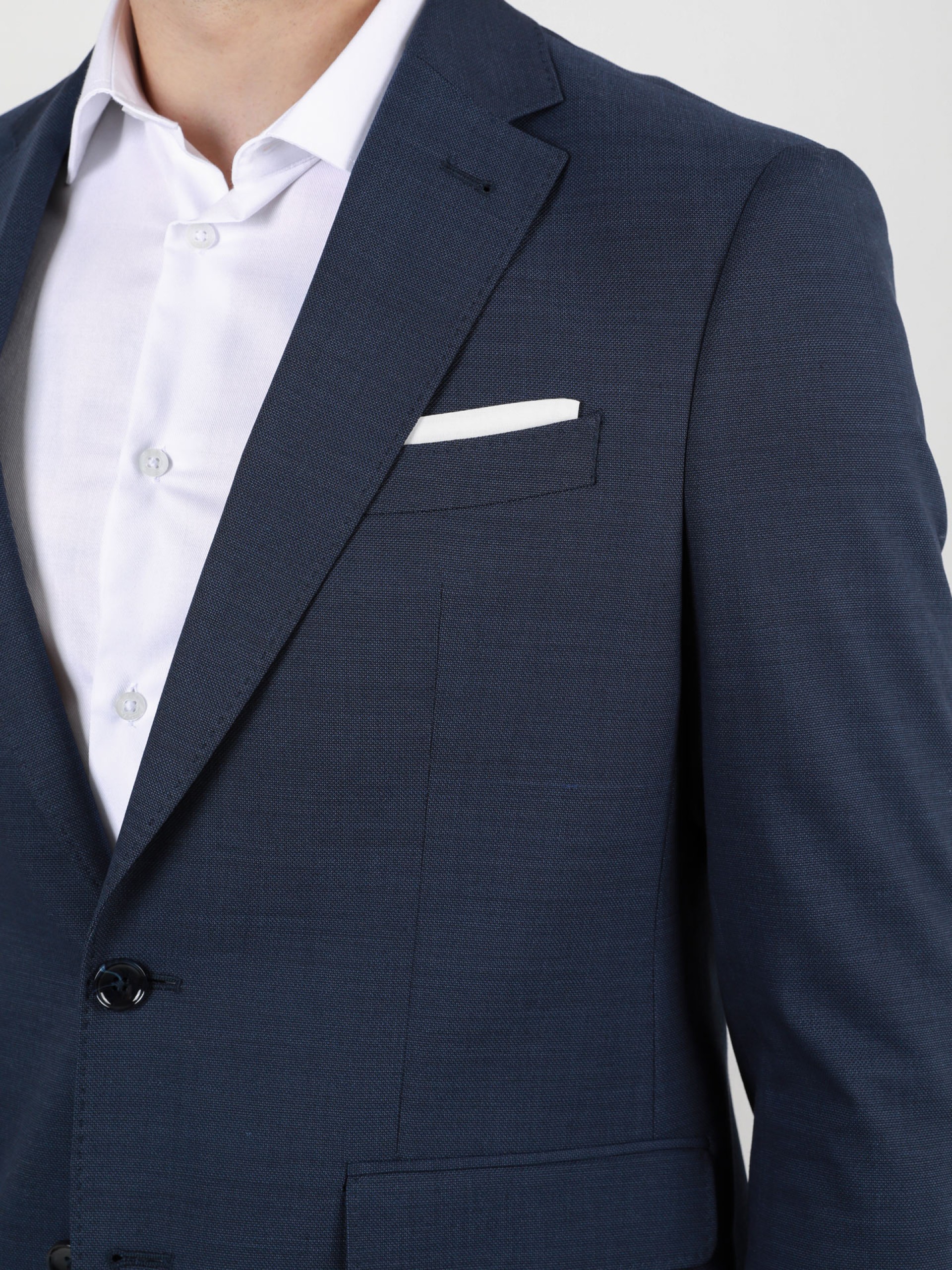 Fato liso regular fit lã elástica