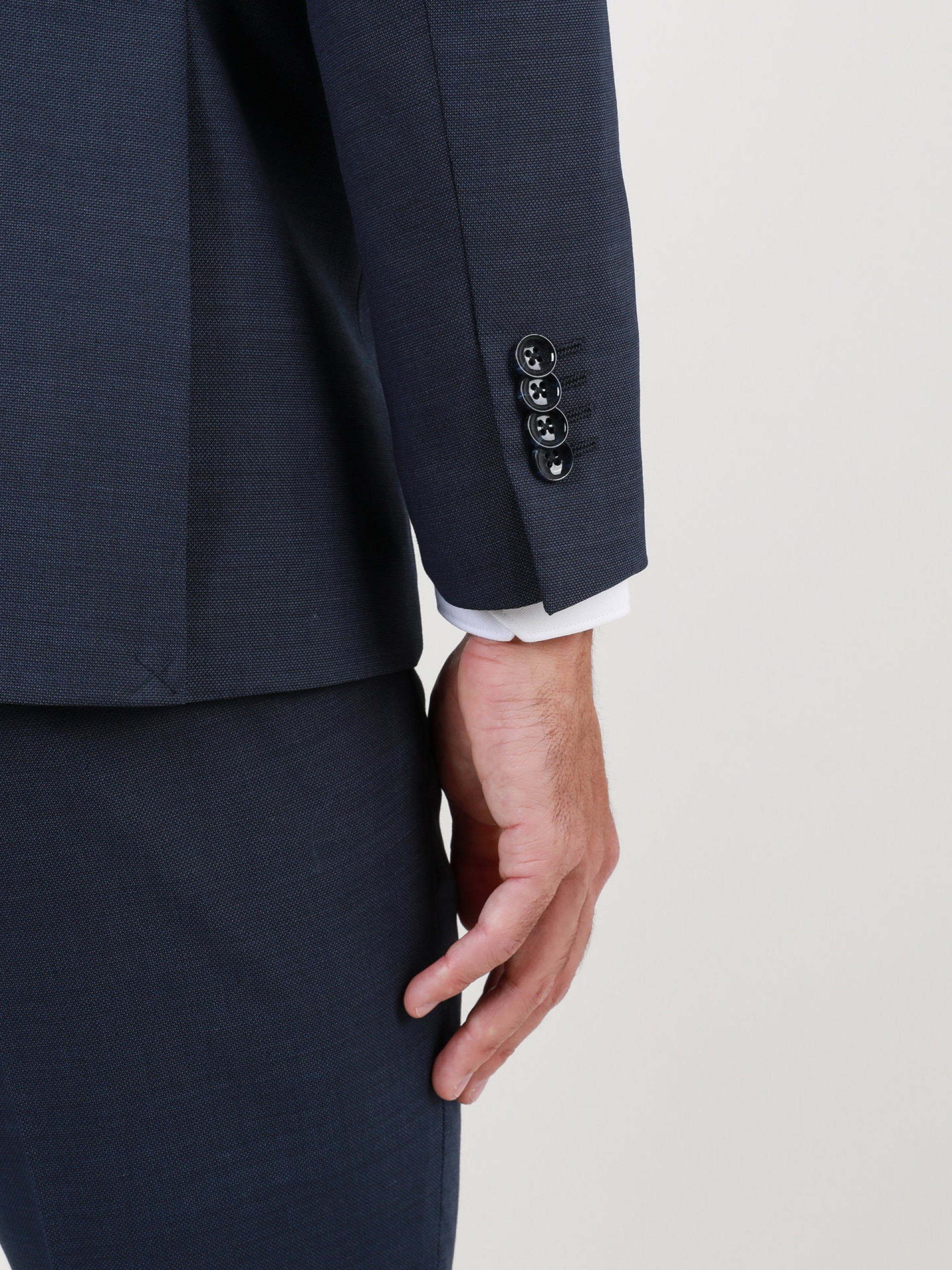 Fato liso regular fit lã elástica