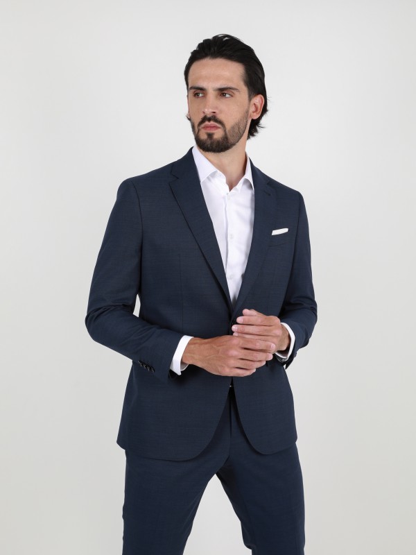 Fato liso regular fit lã elástica Fato liso regular fit lã elástica