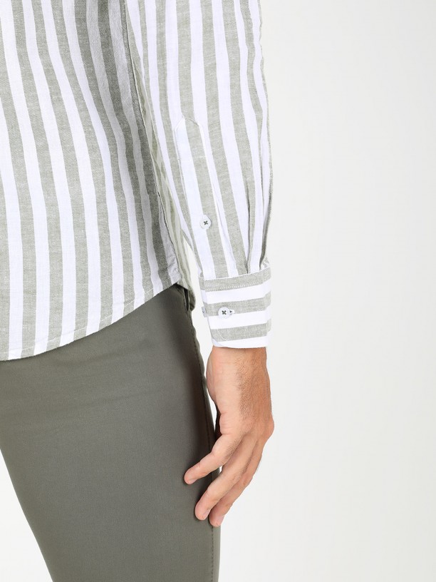 Stripes pattern linen cotton shirt
