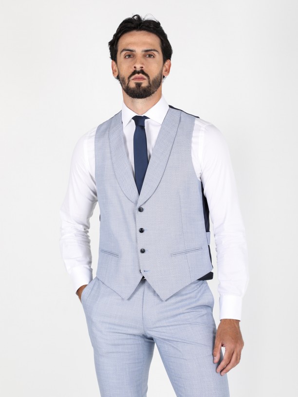 Slim fit micro pattern suit with waistcoat