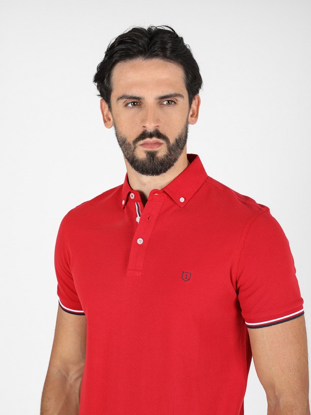 Basic 100% cotton piqu polo shirt