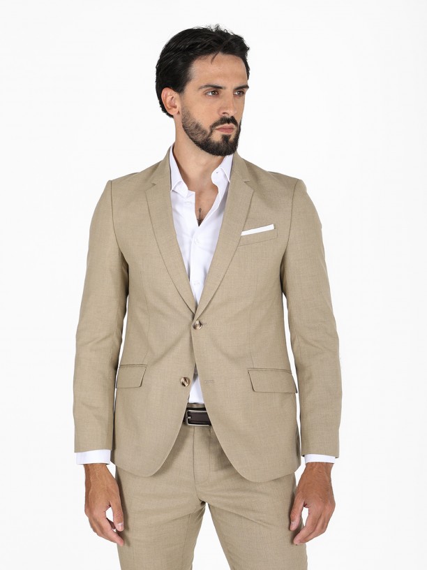 Slim fit plain suit recycled fabric