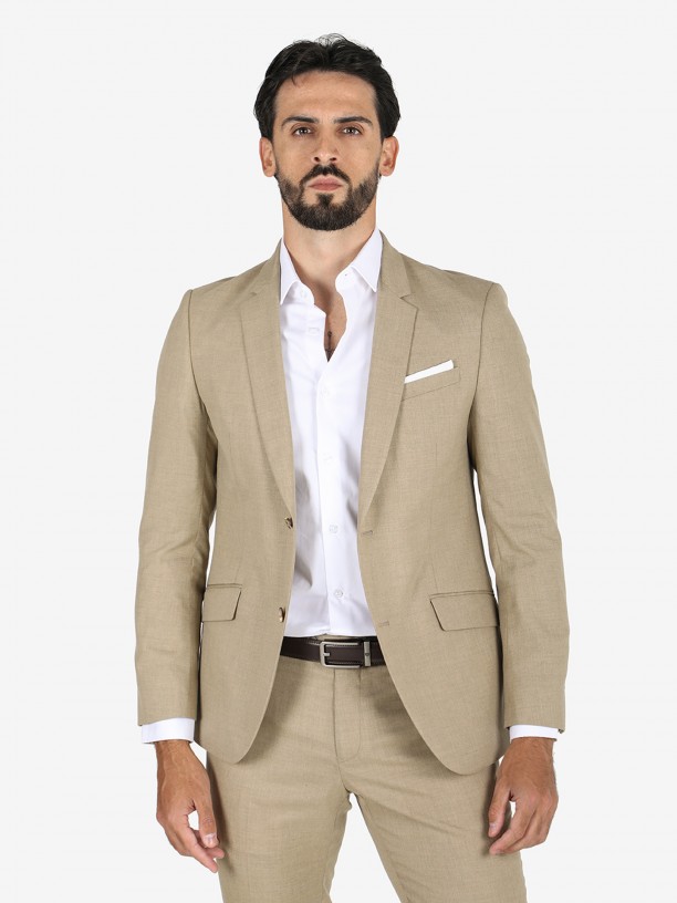 Slim fit plain suit recycled fabric