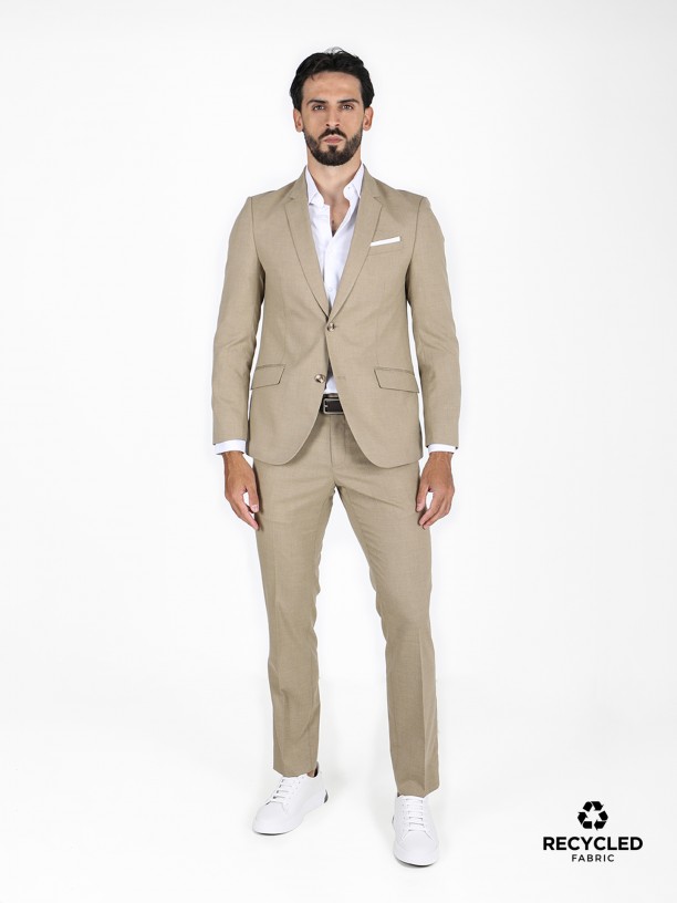 Slim fit plain suit recycled fabric