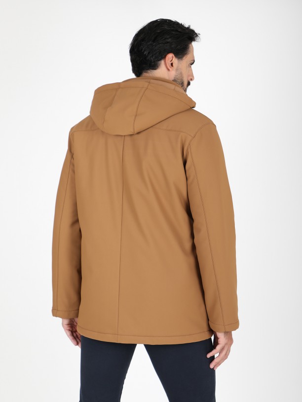 Quilted technical coat with hood