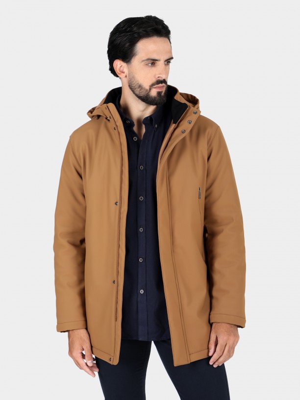 Quilted technical coat with hood