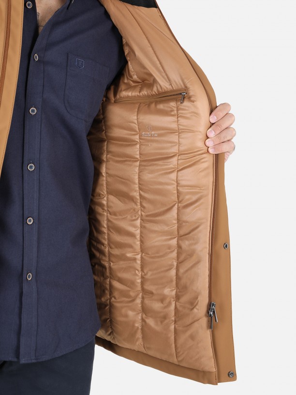 Quilted technical coat with hood