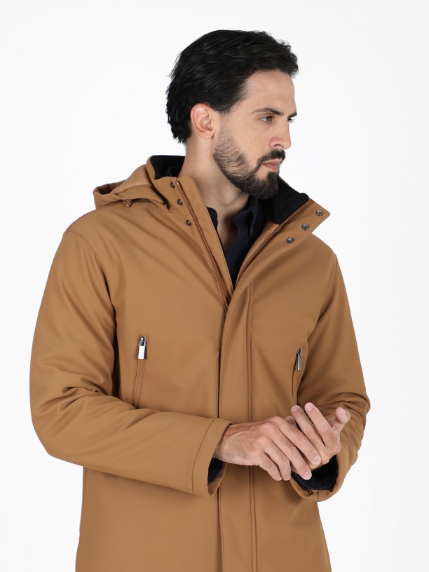 Quilted technical coat with hood