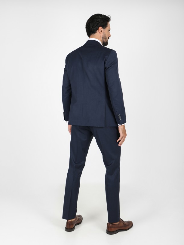 Slim fit plain wool suit