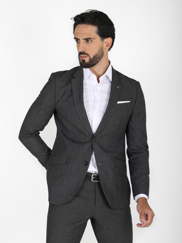 Slim fit plain wool suit