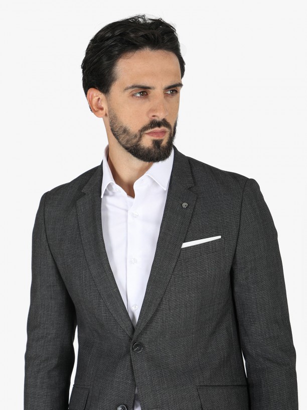 Slim fit plain wool suit