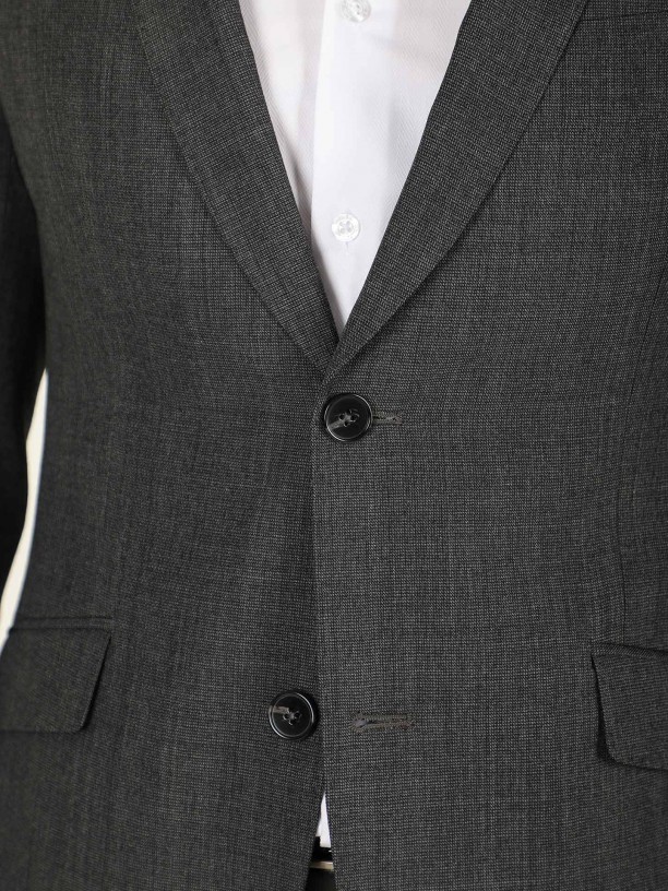 Slim fit plain wool suit