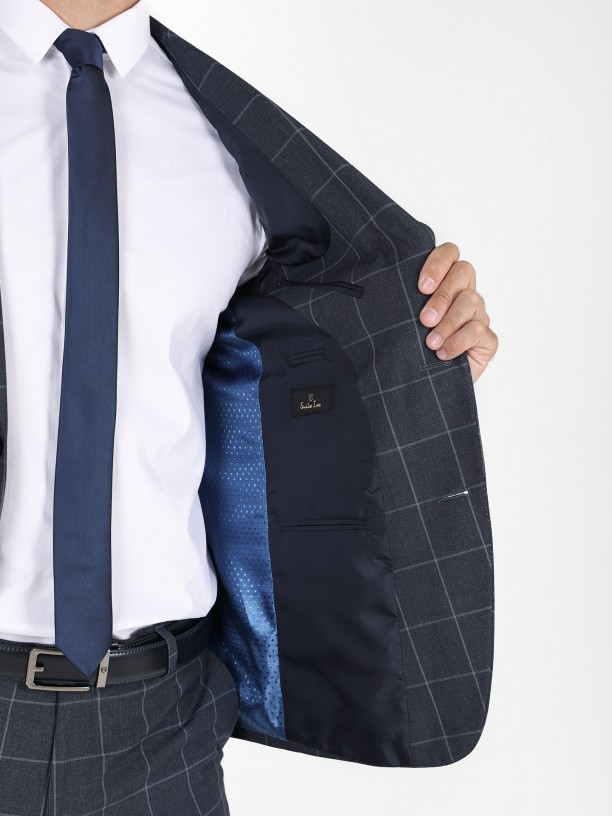 Traje estampado cuadros slim fit