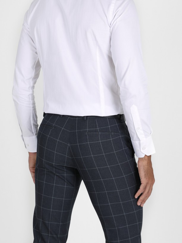 Plaid pattern slim fit suit