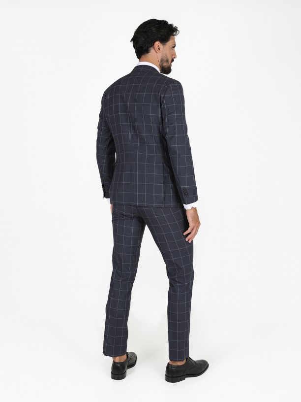 Fato padro xadrez slim fit