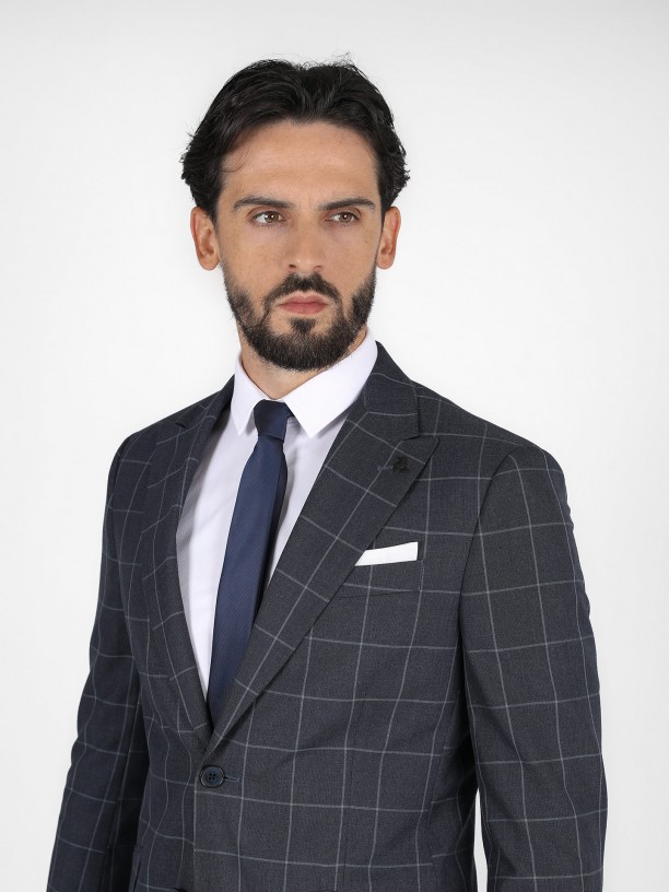 Fato padro xadrez slim fit