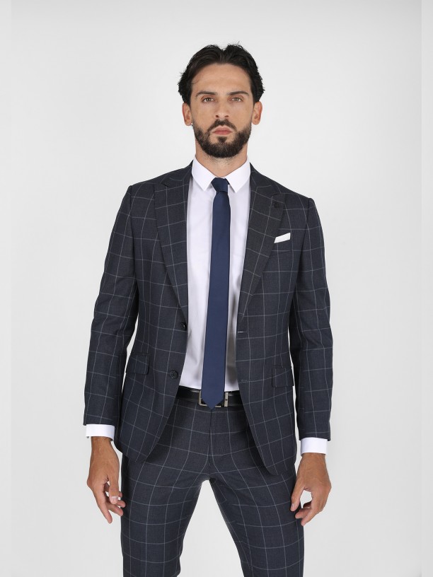 Traje estampado cuadros slim fit