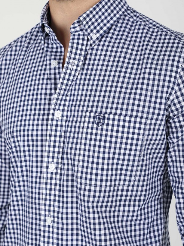 Camisa de algodão padrão xadrez