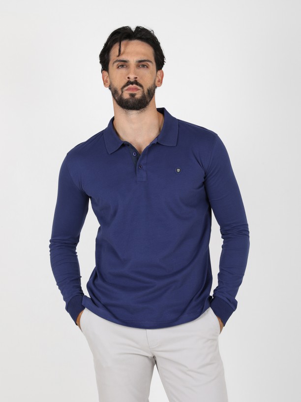 100% cotton long sleeve polo