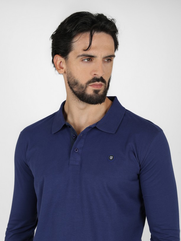 100% cotton long sleeve polo