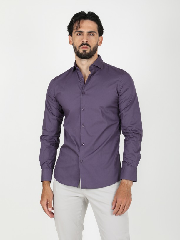 Camisa clssica lisa slim fit