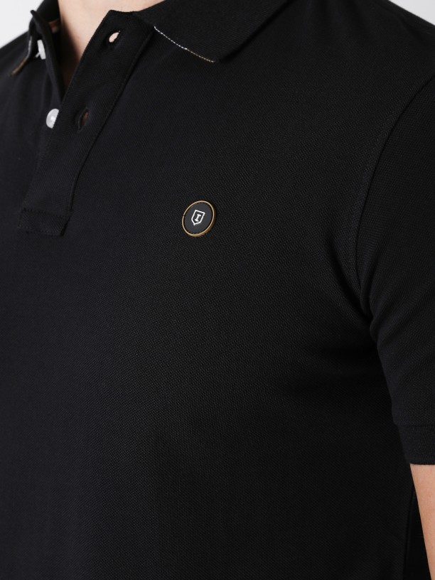 Basic 100% cotton piqu polo shirt