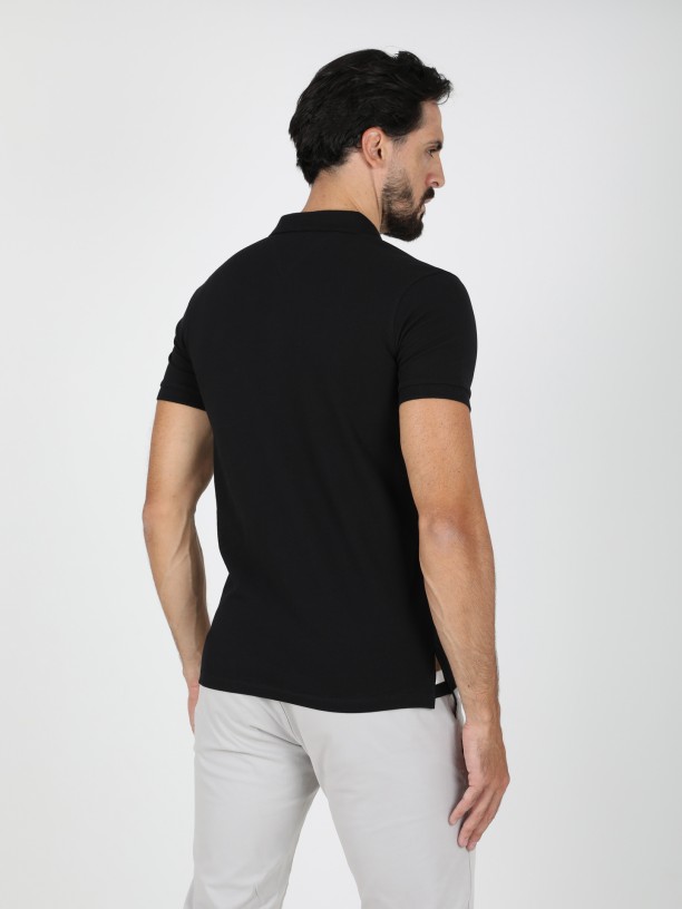 Basic 100% cotton piqu polo shirt