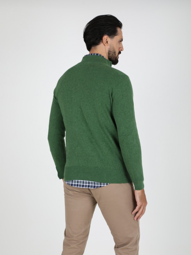 Camisola de malha meio fecho por zip