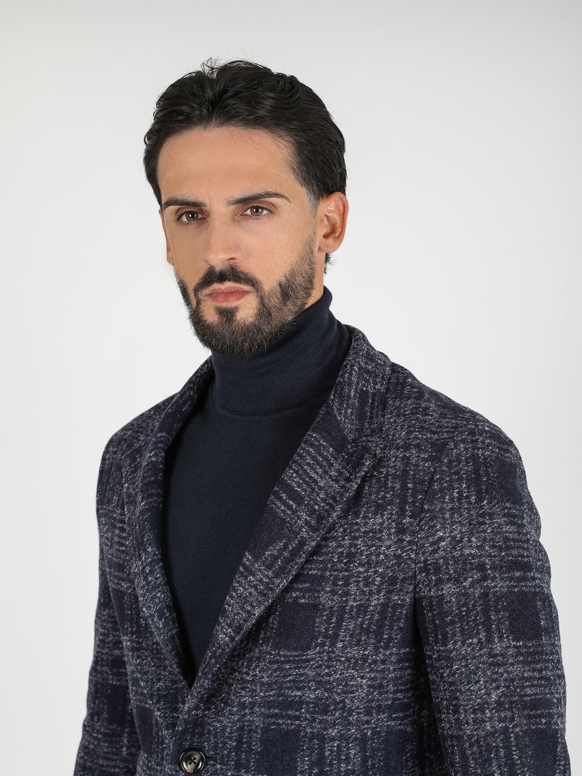 Sobretudo de lã com padrão xadrez