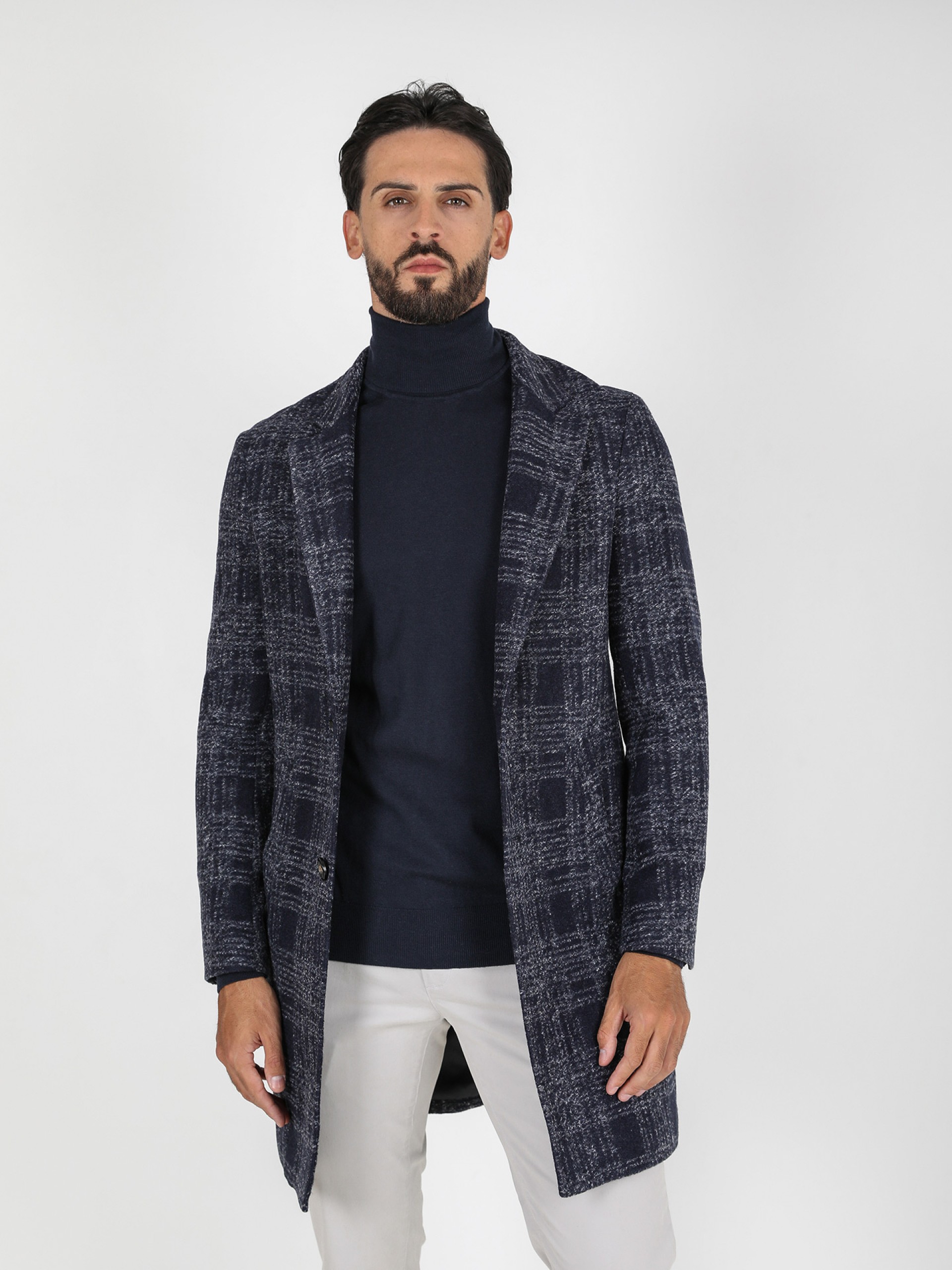 Sobretudo de lã com padrão xadrez