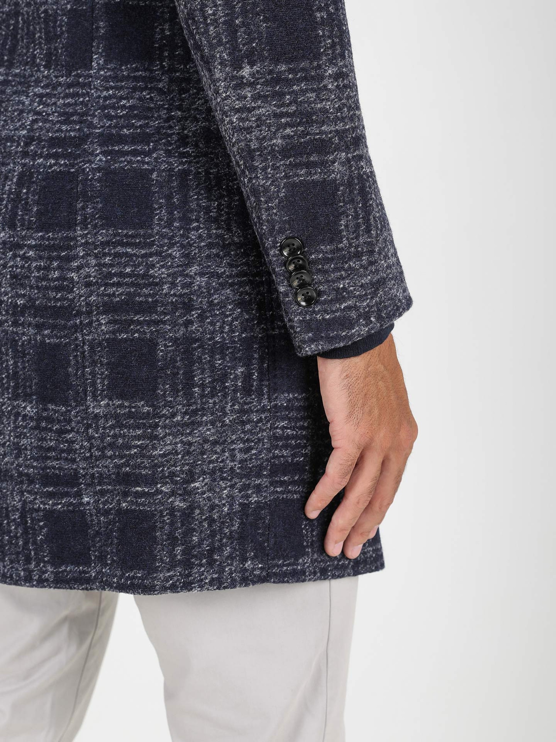 Sobretudo de lã com padrão xadrez