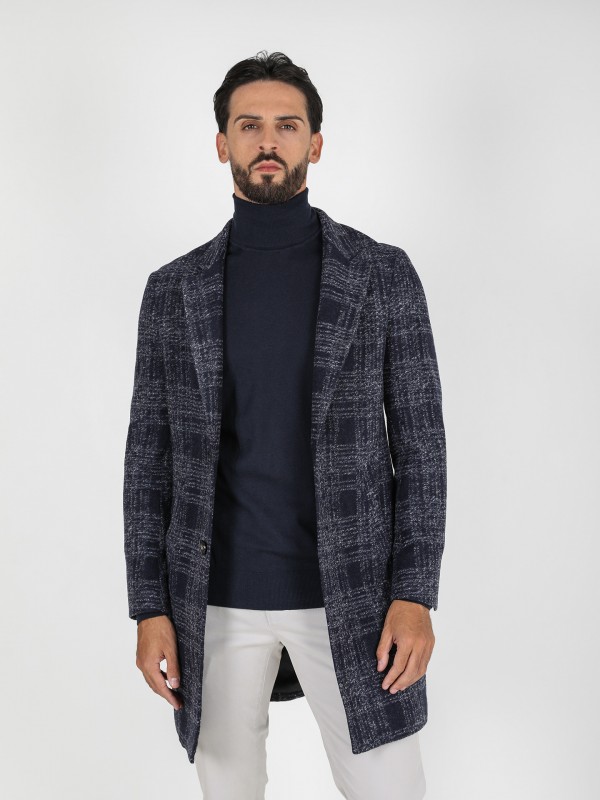 Sobretudo de lã com padrão xadrez Sobretudo de lã com padrão xadrez