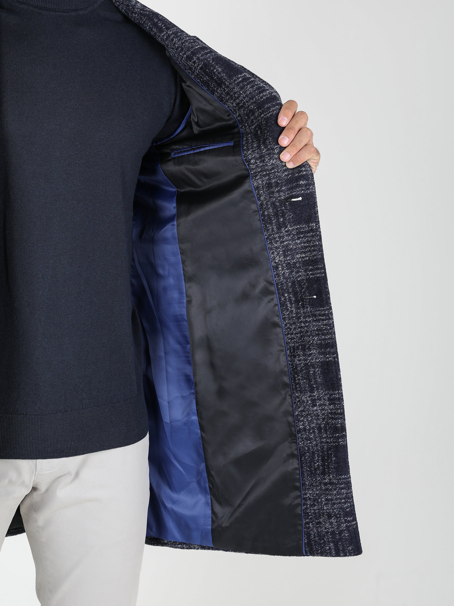 Sobretudo de lã com padrão xadrez