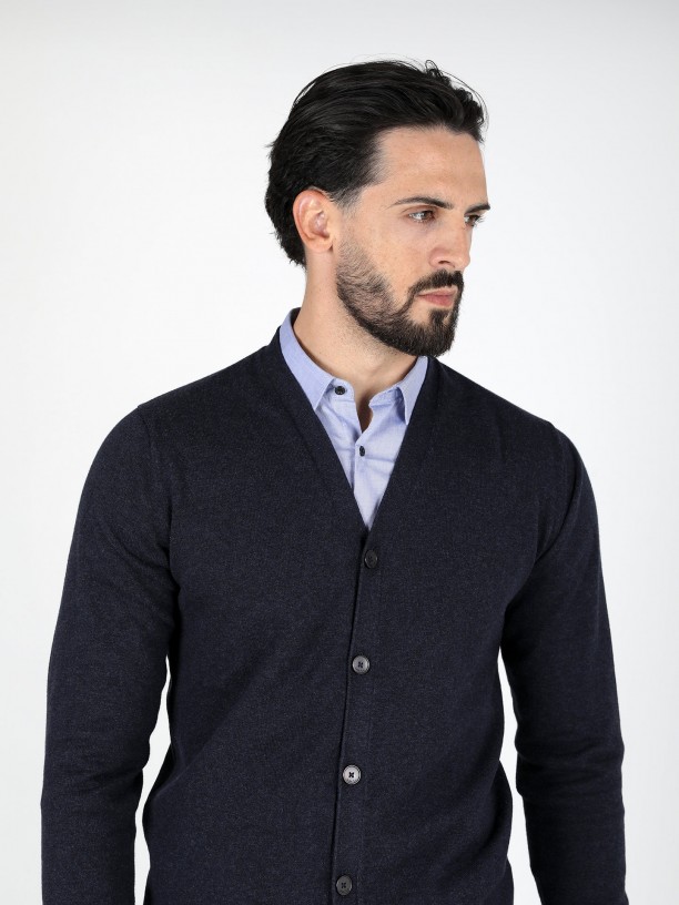 Cardigan de malha algodo e caxemira
