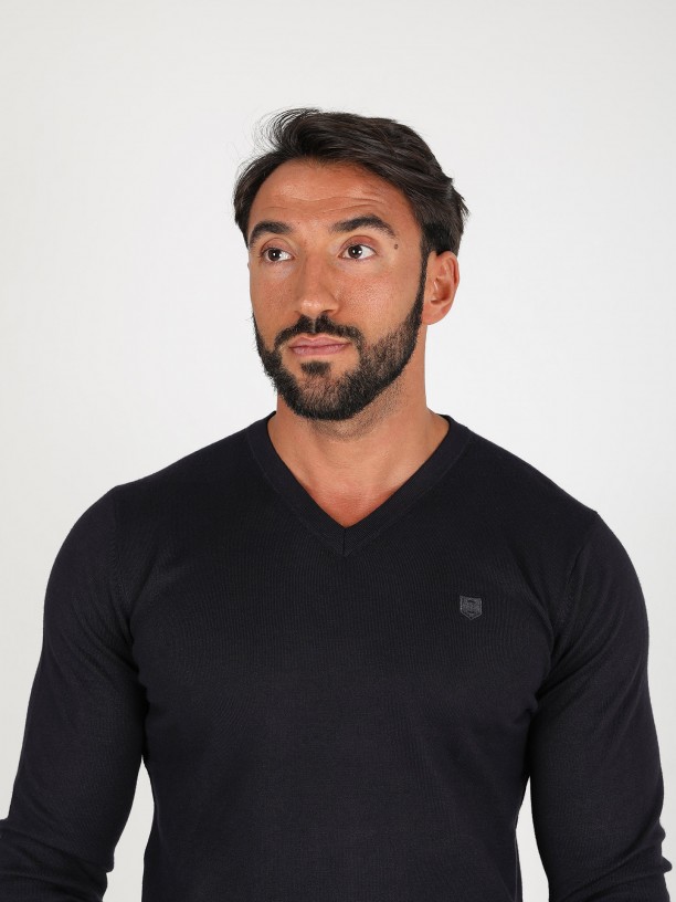 Camisola de gola em V