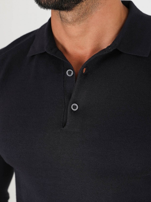 Polo de malha manga comprida