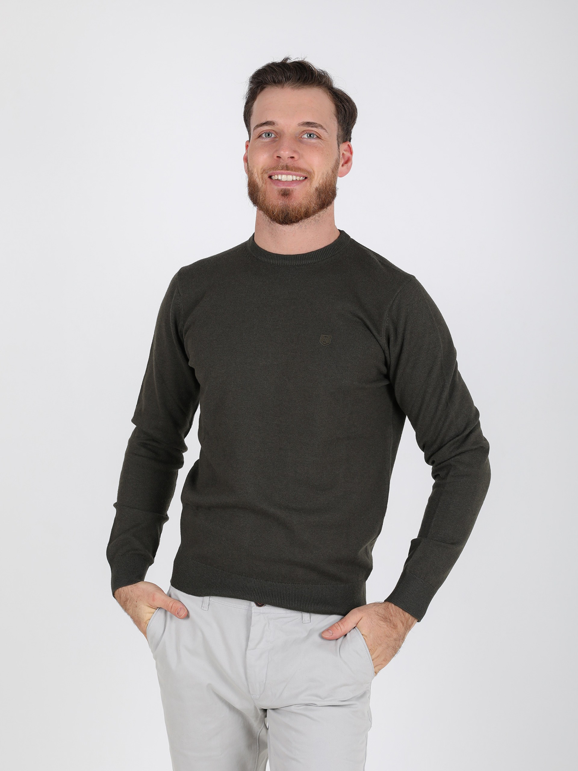 Camisola de malha gola redonda
