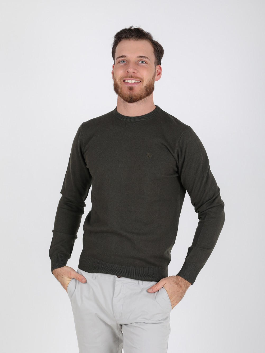 Camisola de malha gola redonda