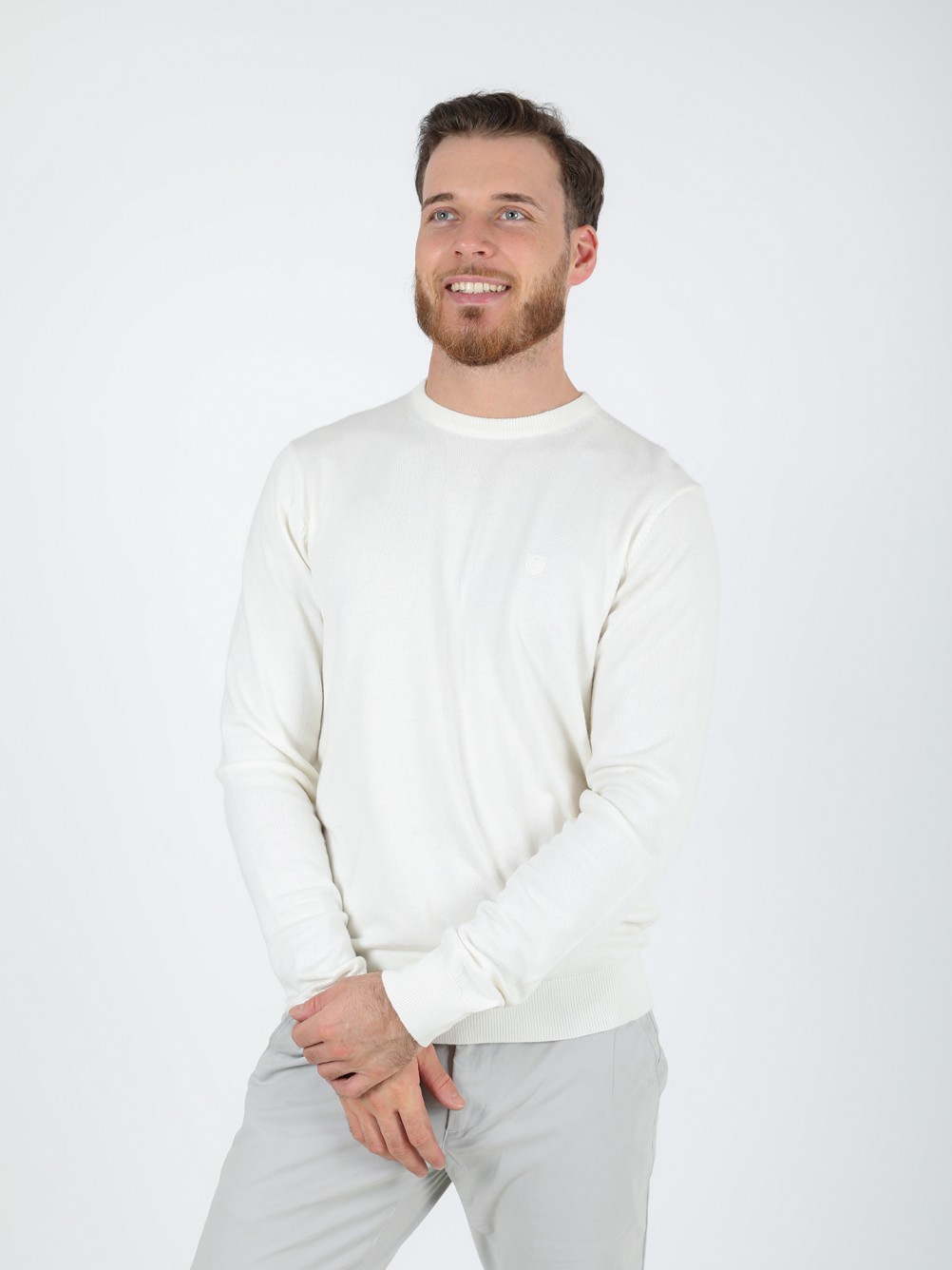 Camisola de malha gola redonda