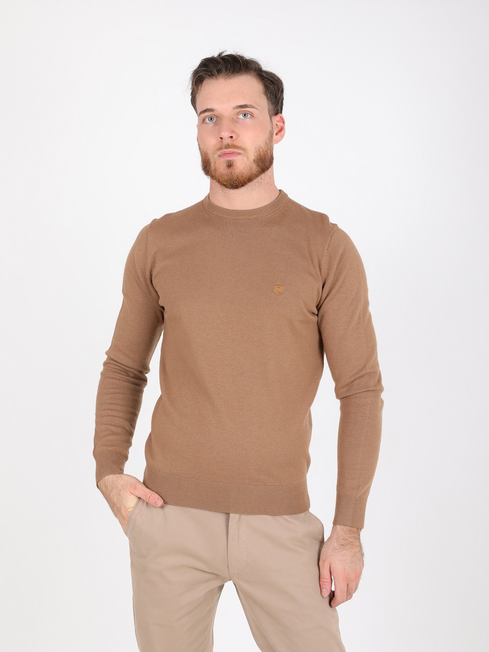 Camisola de malha gola redonda