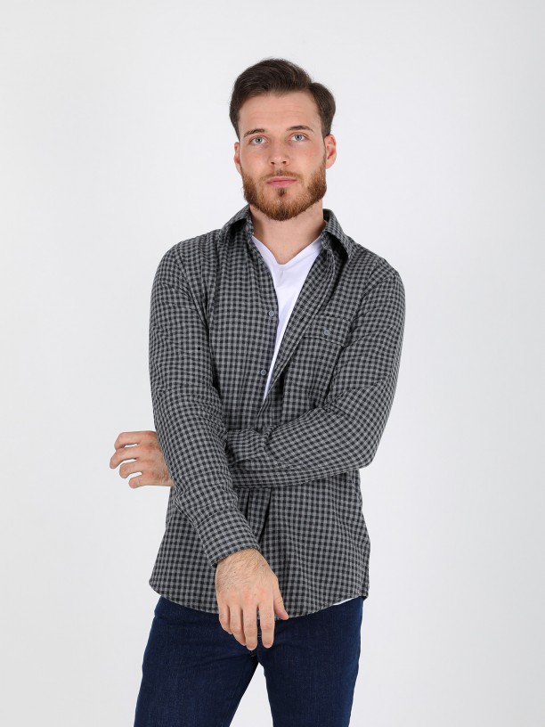 Camisa de algodão padrão xadrez - CAM0863VERMELHO