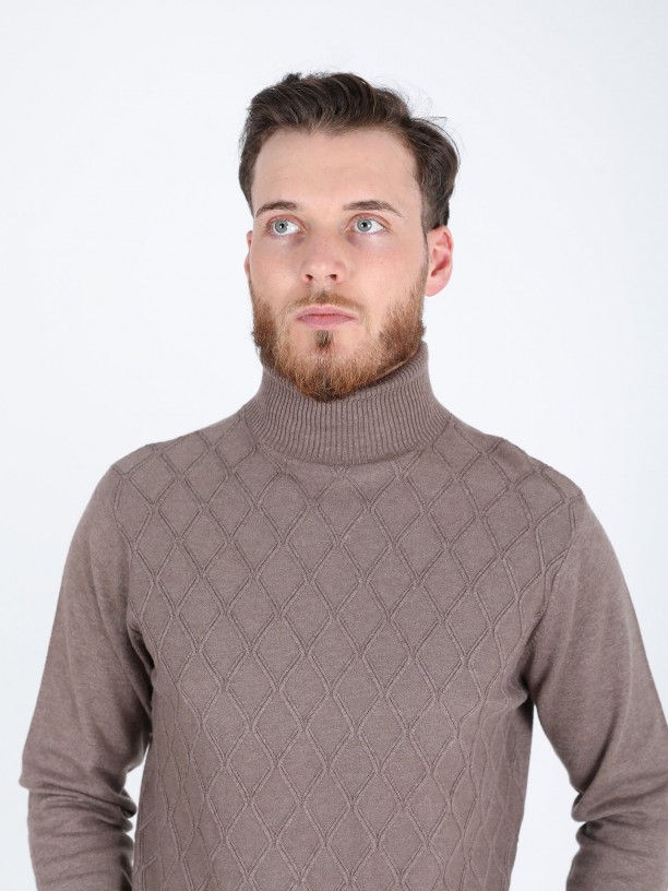 Turtleneck sweater with braided effect