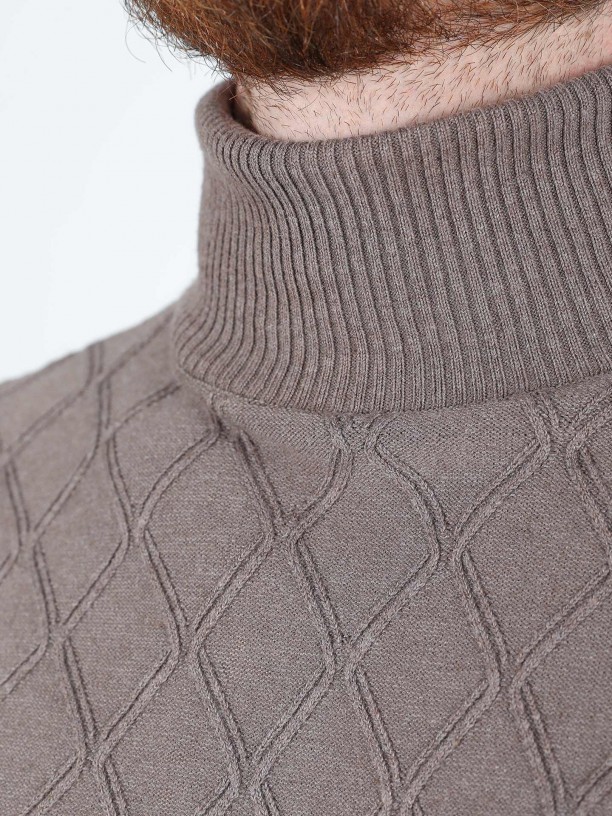 Turtleneck sweater with braided effect