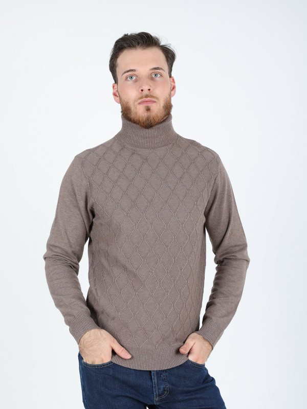 Turtleneck sweater with braided effect
