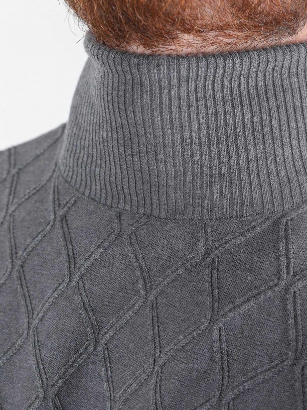 Turtleneck sweater with braided effect