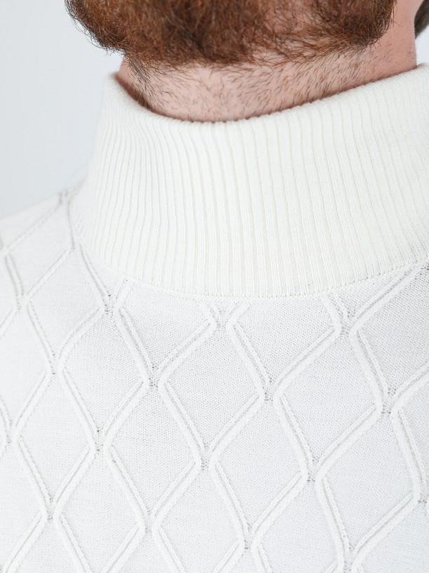 Turtleneck sweater with braided effect