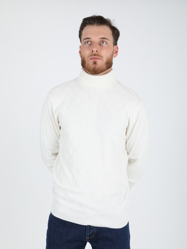 Turtleneck sweater with braided effect