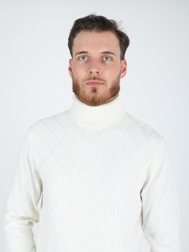 Turtleneck sweater with braided effect